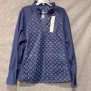 NWT! Navy & white winter pullover, women 2X